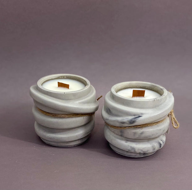 Hand Poured Concrete Candle: Reusable Modern Home Decor, Soy Wax & Wood Wick