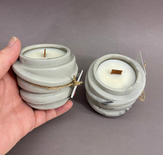 Hand Poured Concrete Candle: Reusable Modern Home Decor, Soy Wax & Wood Wick