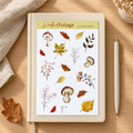 Woodland Foliage Sticker Sheet, Botanical & Mushroom Stickers