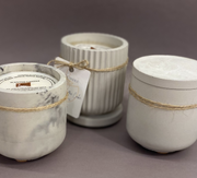 Hand Poured Concrete Candle with Soy Wax and Wood Wick