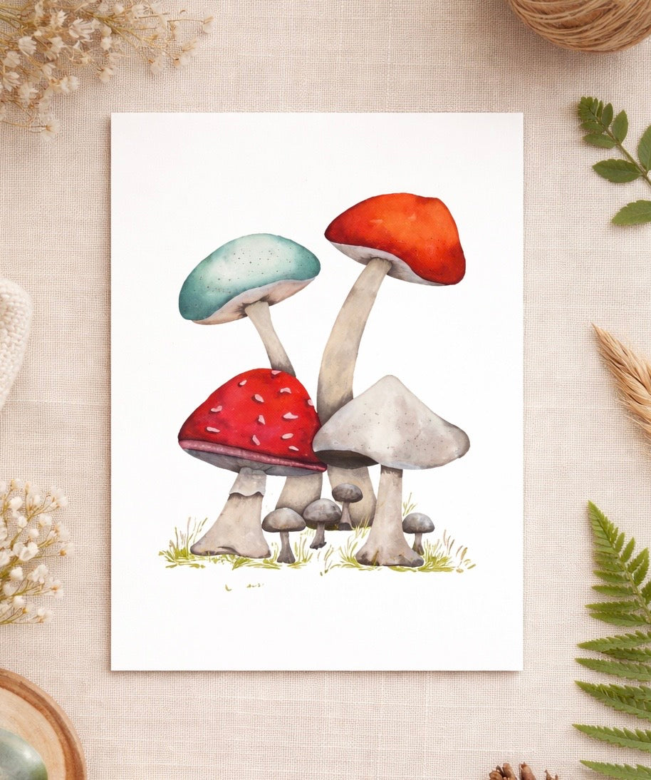 Cottage Core Mushroom Art Print
