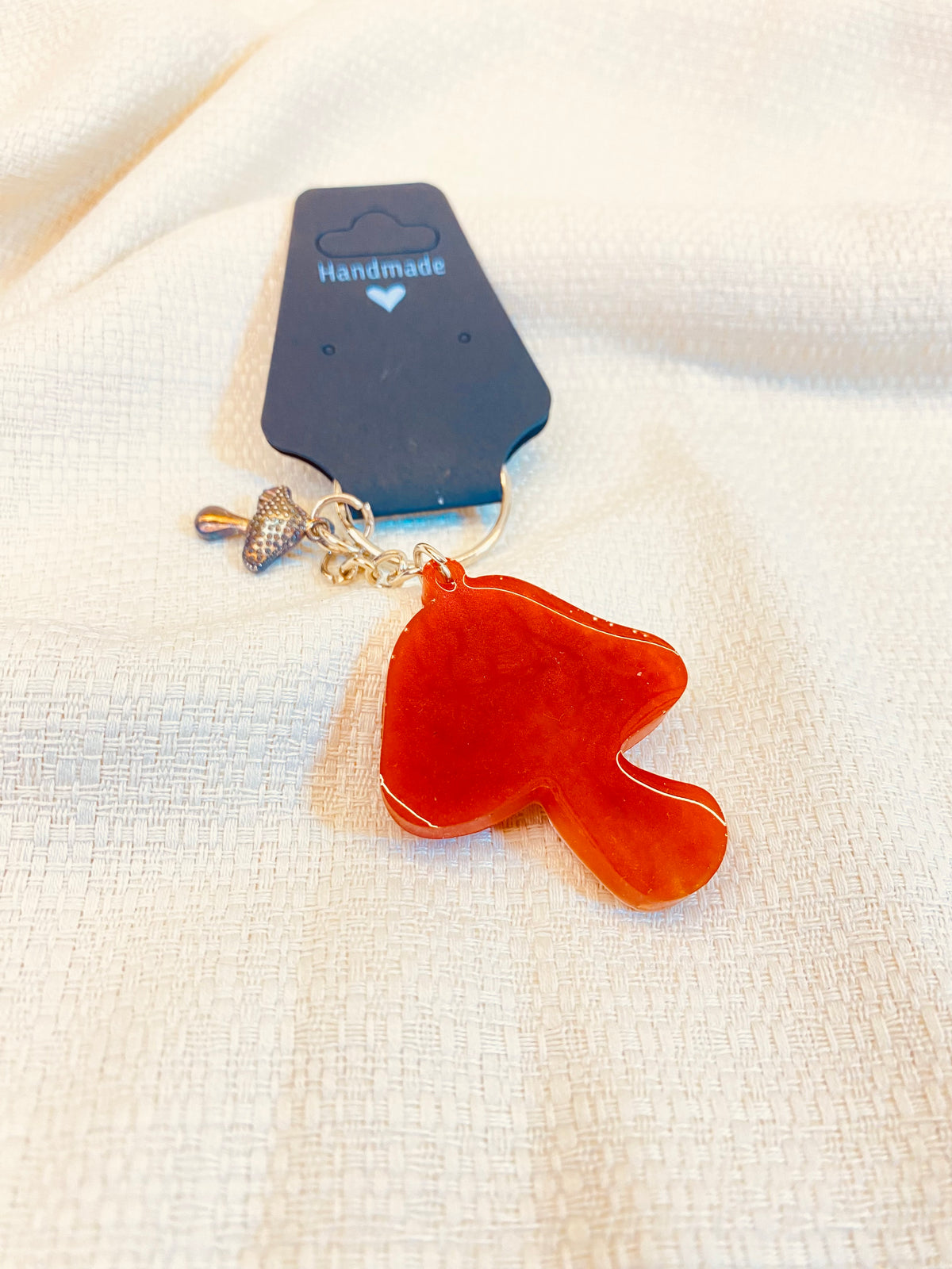 Handmade Resin Mushroom Keychain with Charm