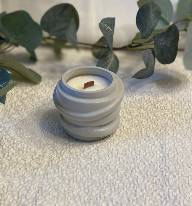 Hand Poured Concrete Candle: Reusable Modern Home Decor, Soy Wax & Wood Wick