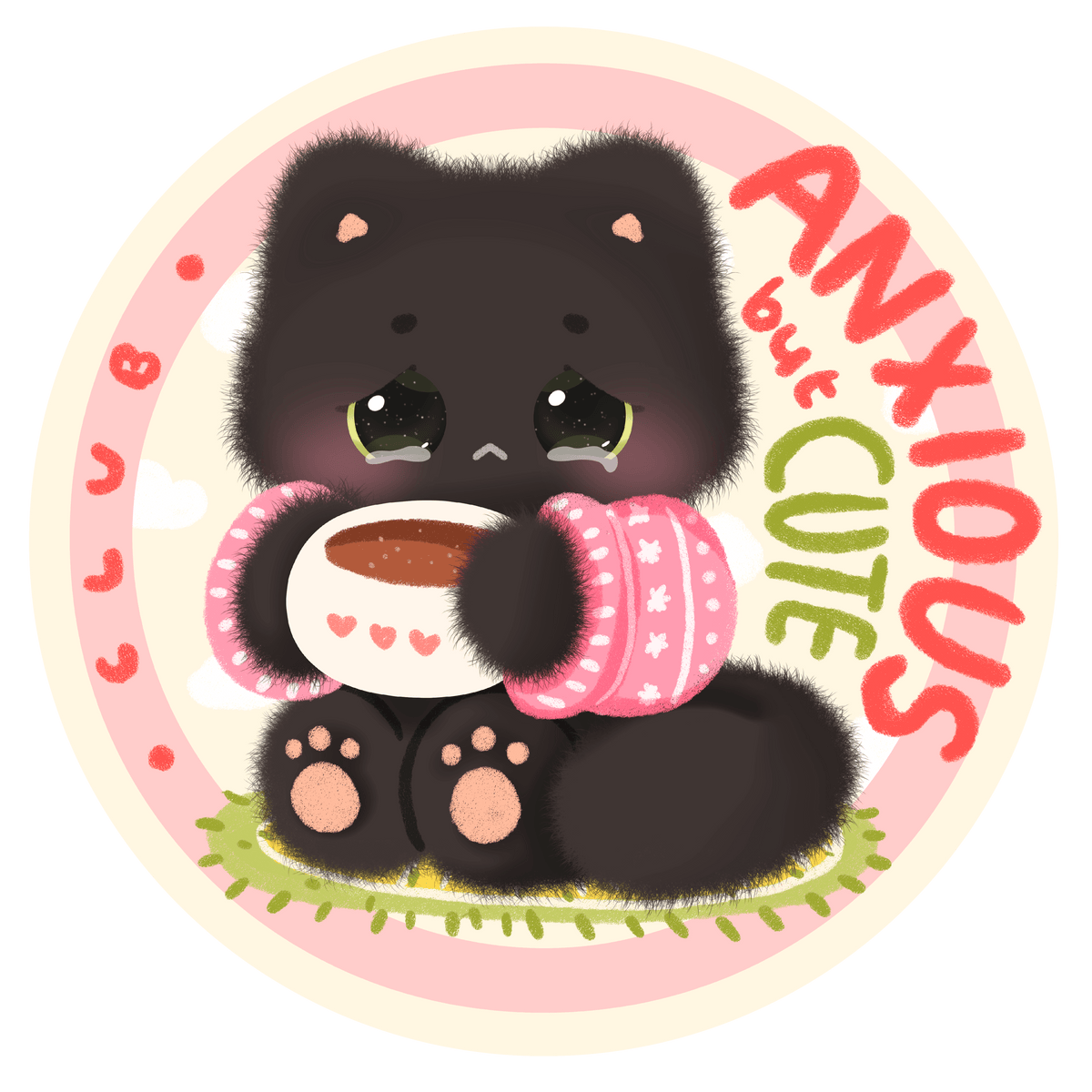 Anxious Black Cat Vinyl Die-cut Sticker