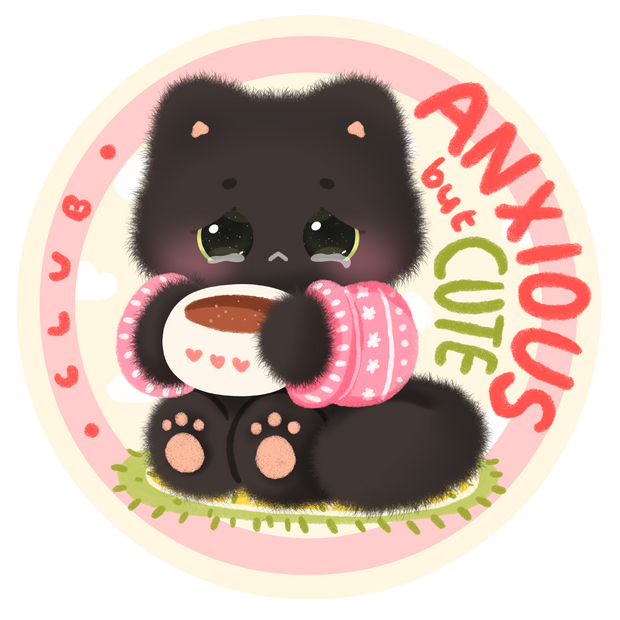 Anxious Black Cat Vinyl Die-cut Sticker