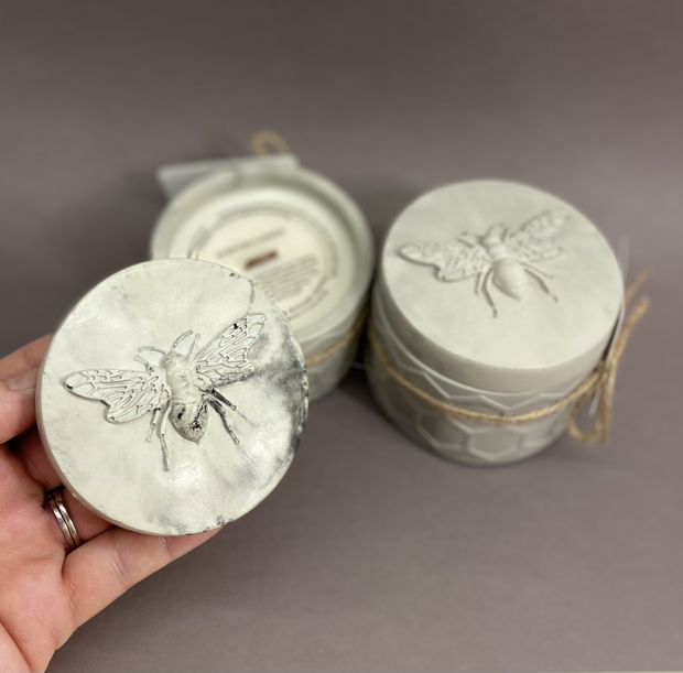 Hand Poured Concrete Candle with Soy Wax and Wood Wick
