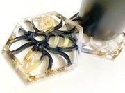 Hand Crafted Bee and Honeycomb Resin Coaster, Set of 2