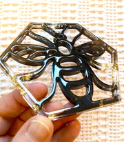 Hand Crafted Bee and Honeycomb Resin Coaster, Set of 2