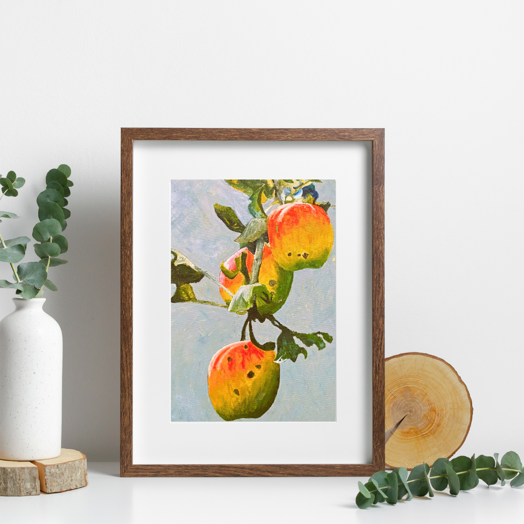 Minimalist Apple Original Art Print, Fruit Botanical Wall Art, Home Decor for Kitchen Dining Entrance
