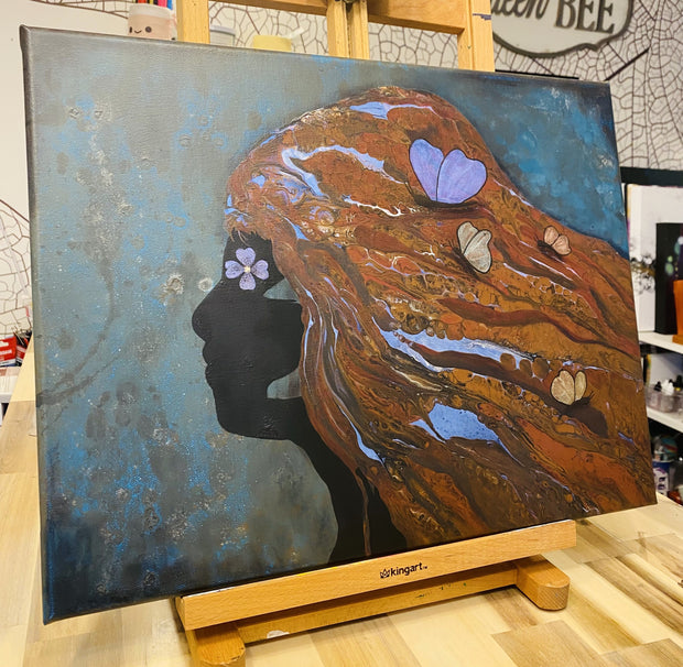 Abstract Acrylic Pour with Embellishments