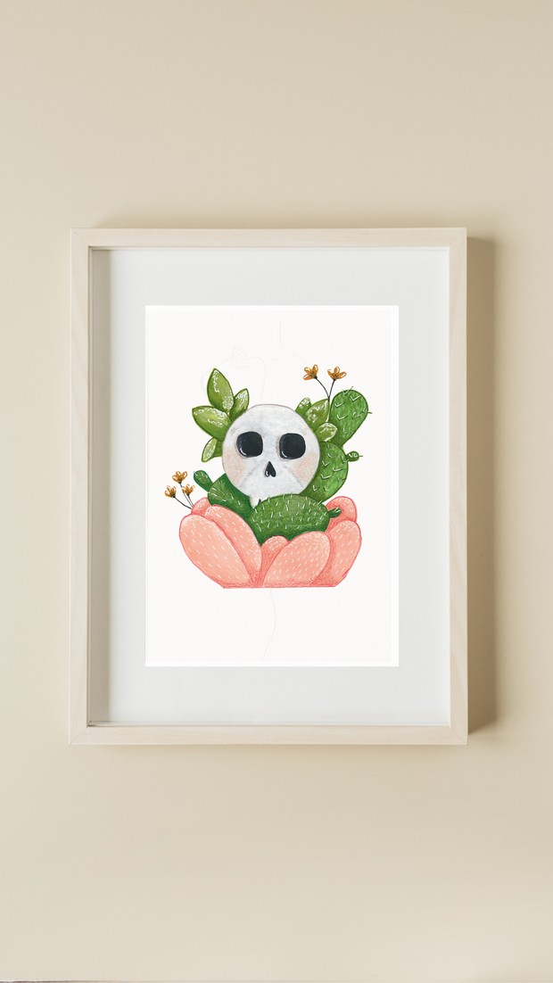 Cactus Skull Wall Art Print