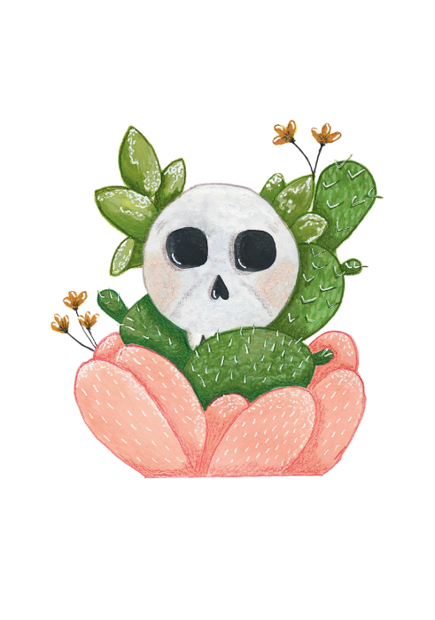 Cactus Skull Wall Art Print