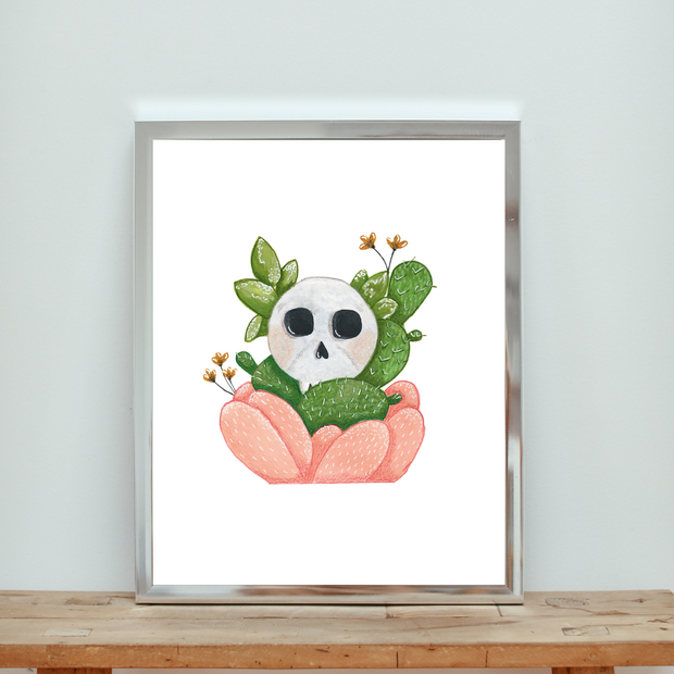 Cactus Skull Wall Art Print
