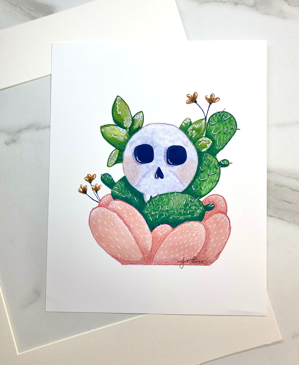 Cactus Skull Wall Art Print