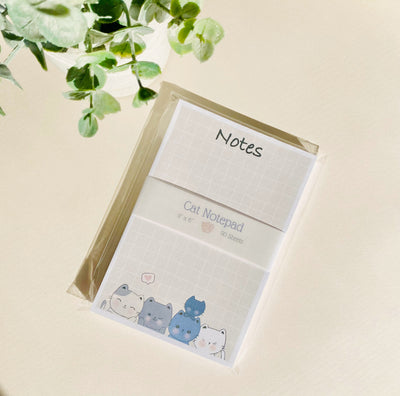 Cute Kawaii Grid Notepad, Handmade Stationery, 50 Sheets