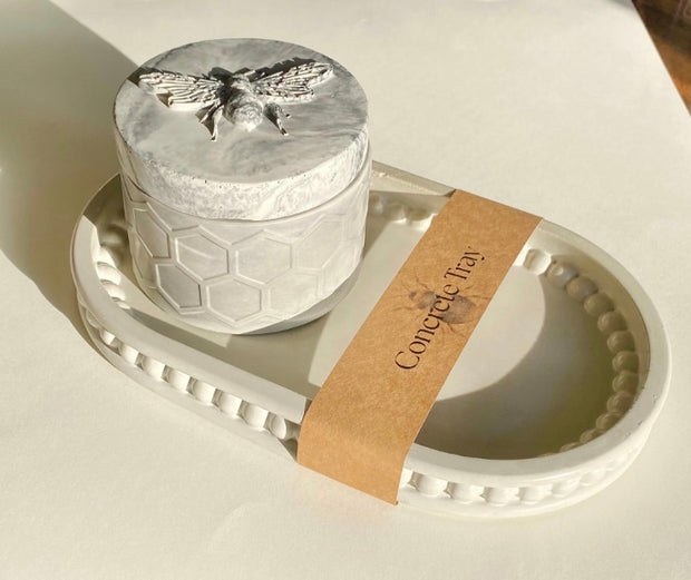 Handcrafted Concrete Trinket Tray - Table Decor