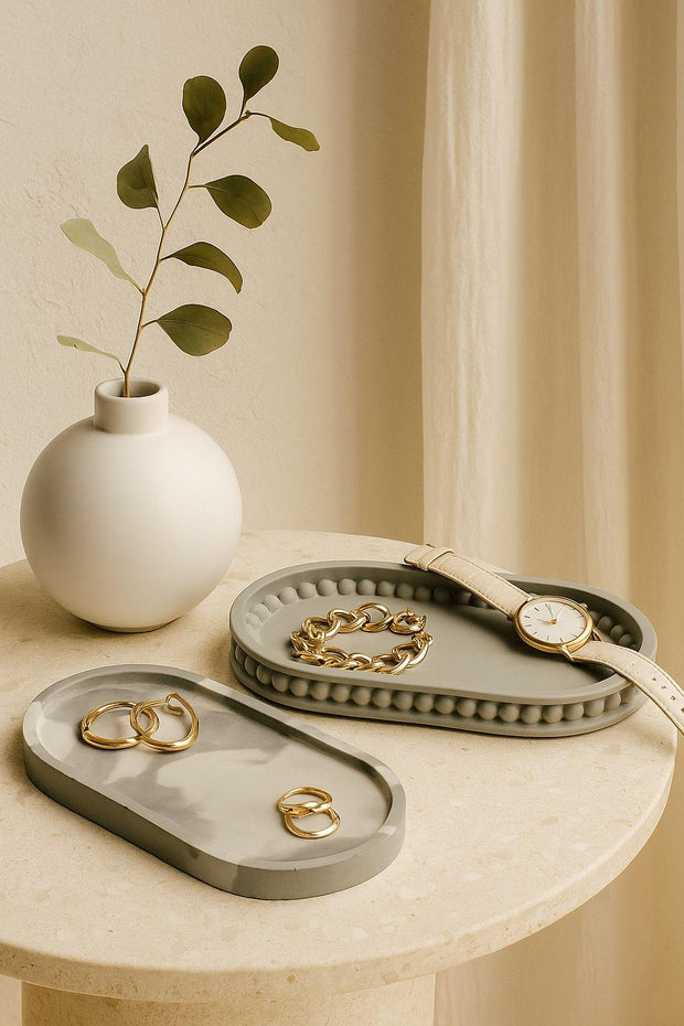 Handcrafted Concrete Trinket Tray - Table Decor