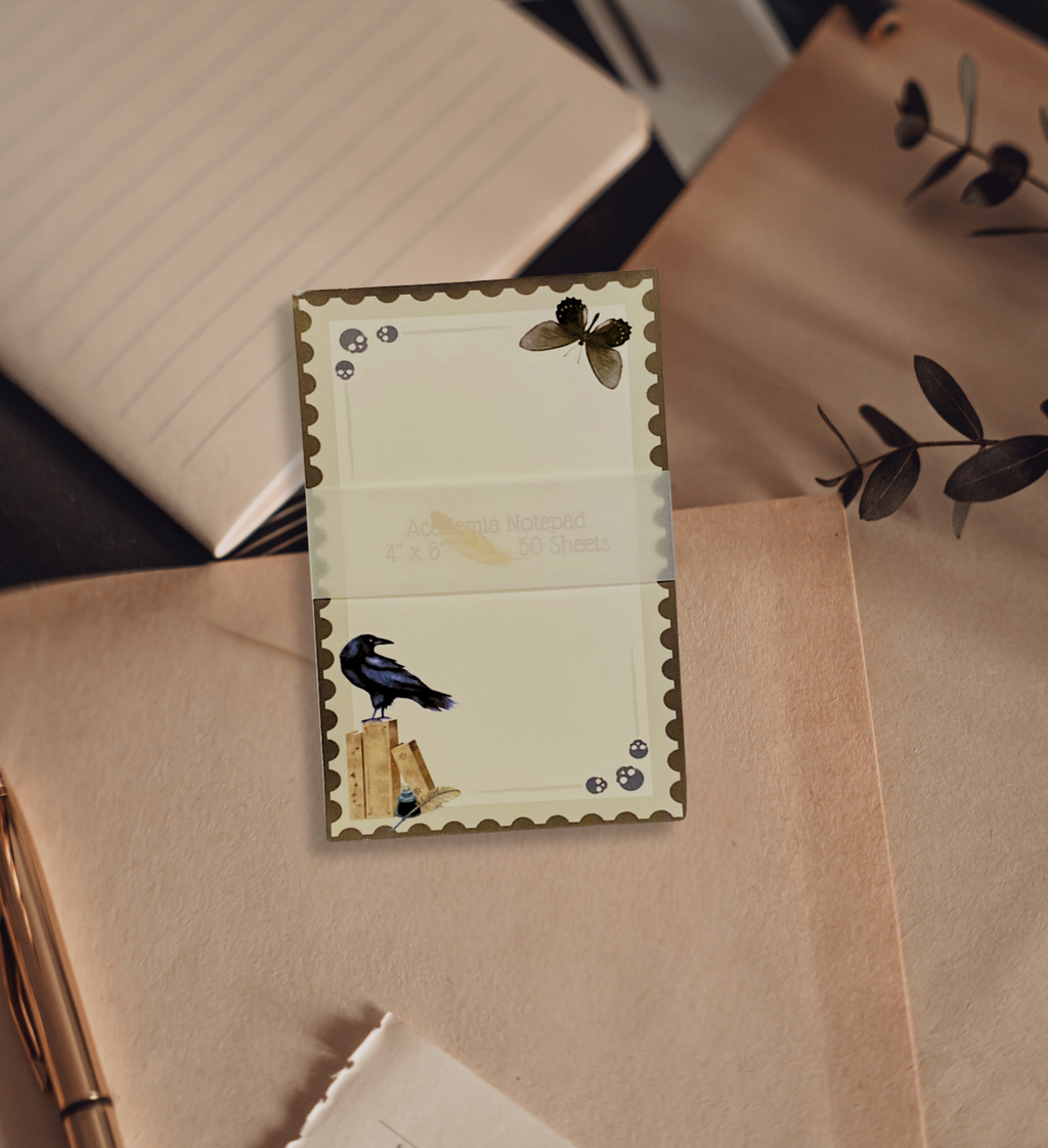 Dark Academia 50 Sheet Notepad, Handmade Stationery