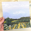 Spanish Landscape Art featuring a eucalyptus field in Spain, showcasing vibrant greenery and serene sky.
