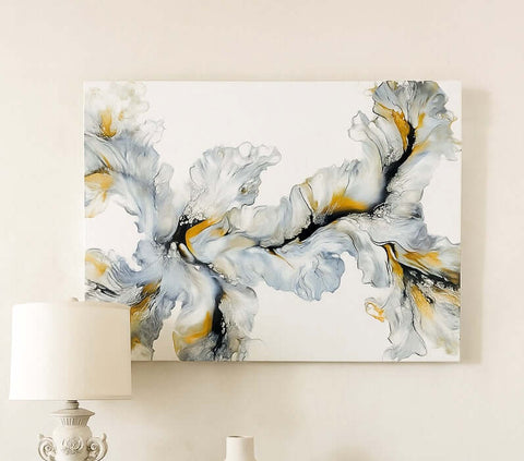 Abstract Art Wall Art piece with flowing beautiful colors that will fit with any home decor! Deep edge canvas ready to hang.
