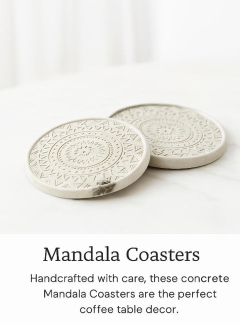 Concrete Mandala Coaster Set of 2