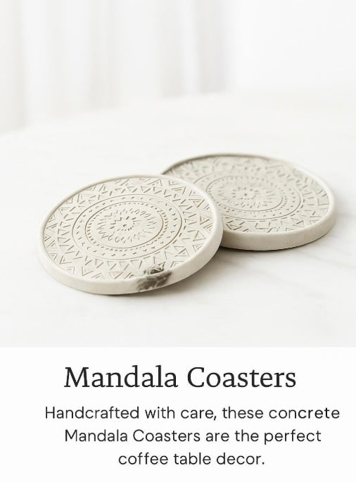 Concrete Mandala Coaster Set of 2