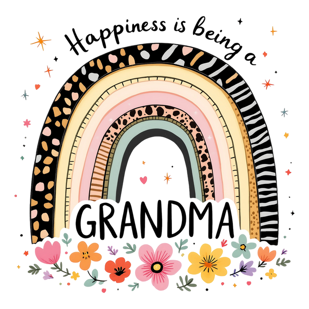 Flowers and Rainbow Grandma Die-Cut Sticker