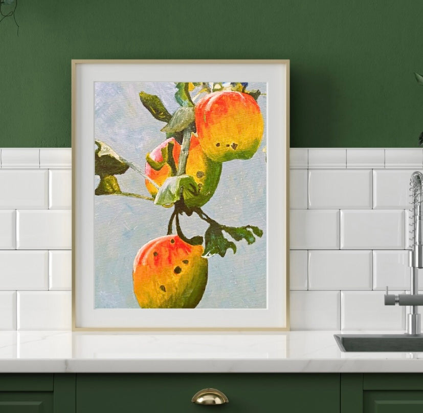 Botanical apple art print, beautiful wall art