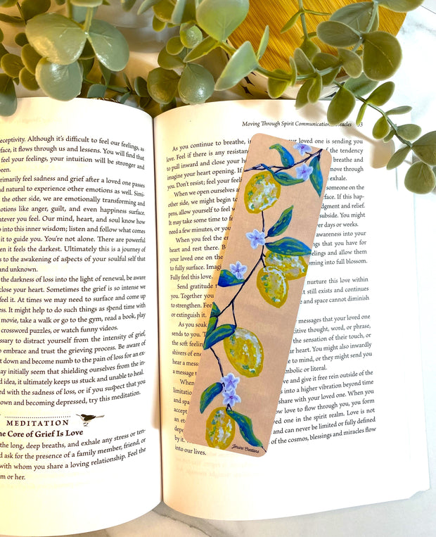 Lemon, botanical laminated bookmark
