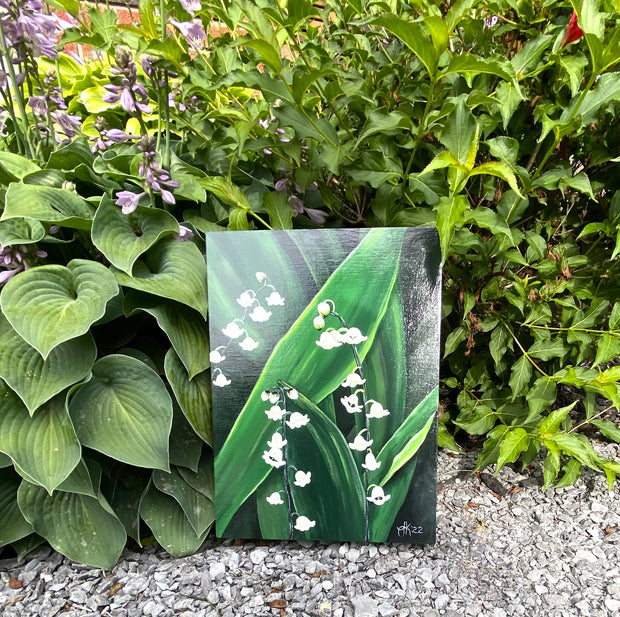 Original Acrylic Painting, May Birth Flower