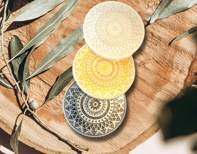 Handcrafted Mandela resin coasters three colour options
