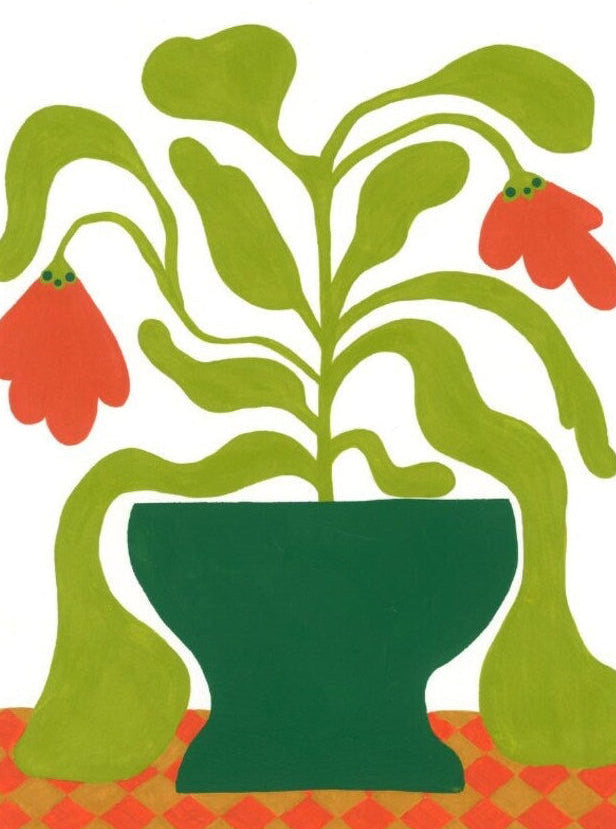 Mid century modern plant print from original art, wall art