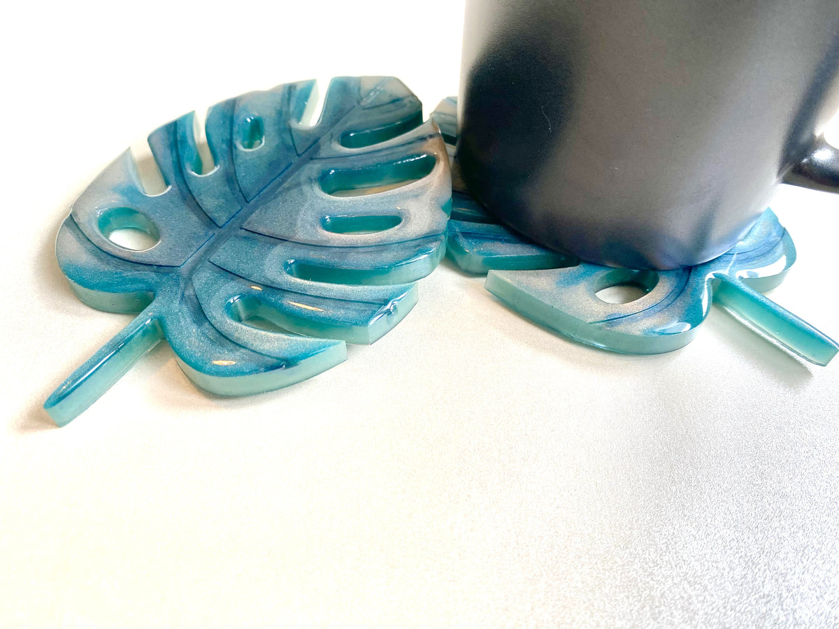 Hand Crafted Resin Monstera Leaf Set of 2
