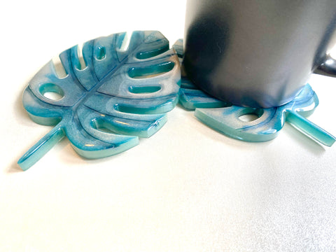 Hand Crafted Resin Monstera Leaf Set of 2