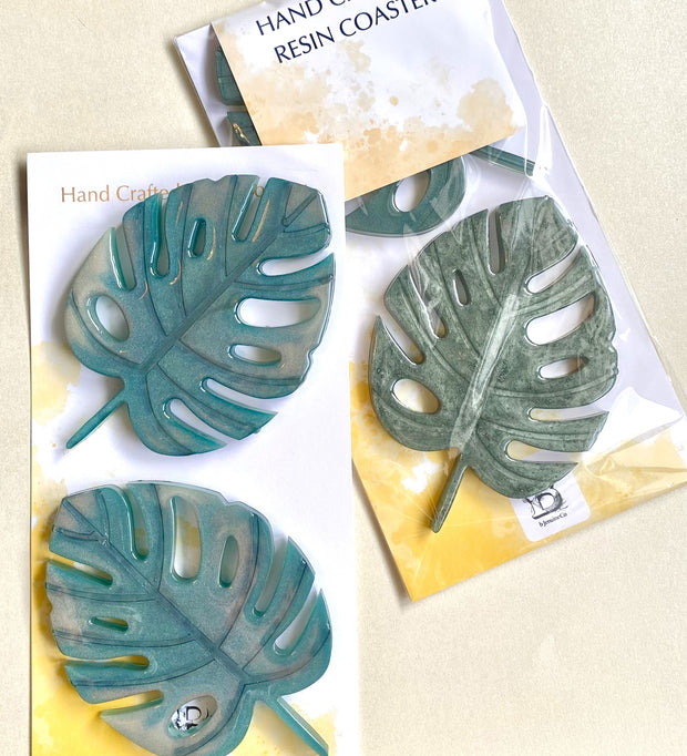 Hand Crafted Resin Monstera Leaf Set of 2