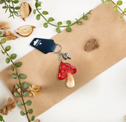 Resin mushroom keychain with small mushroom charm