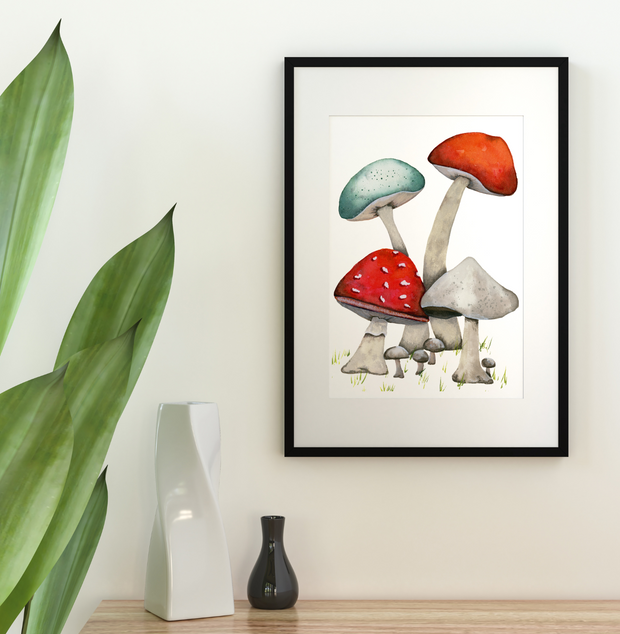 Cottage Core Mushroom Original Art Print