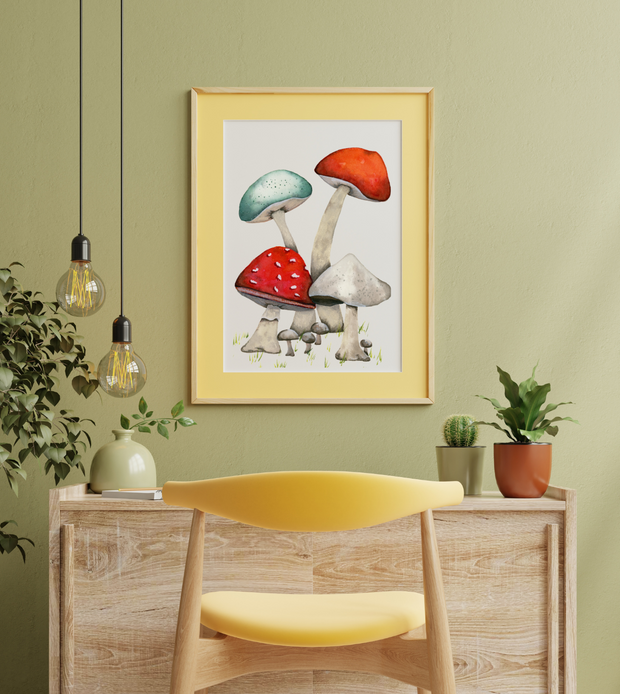 Cottage Core Mushroom Original Art Print