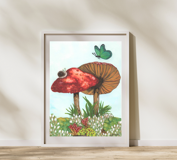 Cottagecore watercolor art print, nature inspired wall art