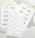 Set of three classic design pantry labels, includes blank labels to customize, durable vinyl, can be personalized