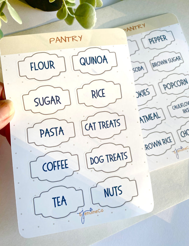 CLASSIC Design Set of 3 Functional Pantry Sticker Label Sheets