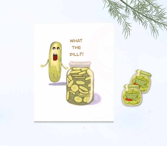Humorous Dill Pickle Digital Art Print