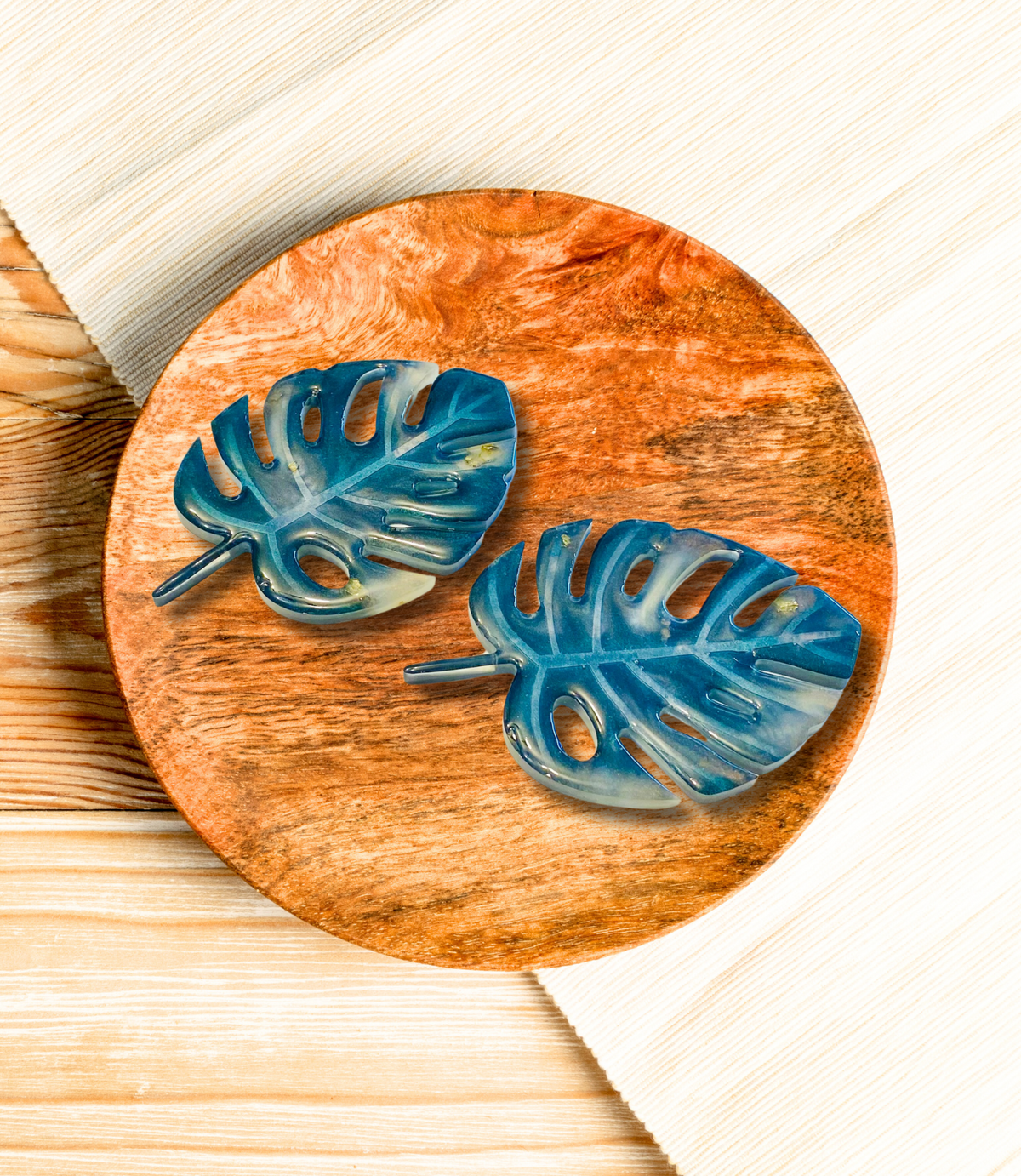 Hand Crafted Resin Monstera Leaf Set of 2