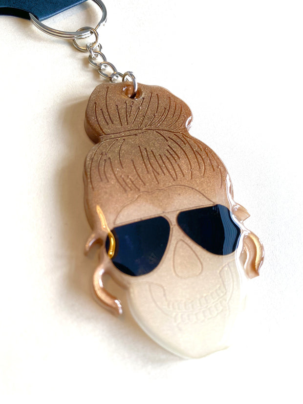 Handmade Resin Girl Skull Keychain