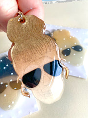 Handmade Resin Girl Skull Keychain