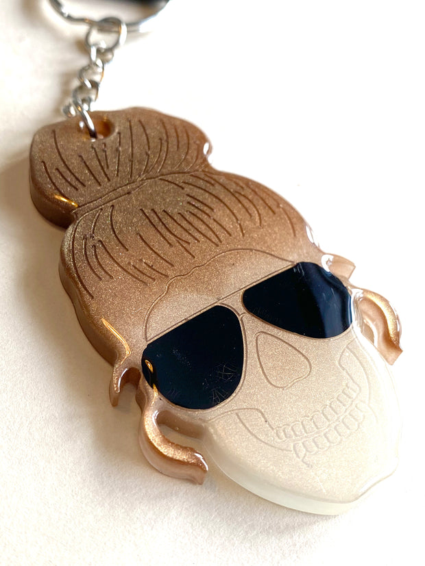 Handmade Resin Girl Skull Keychain