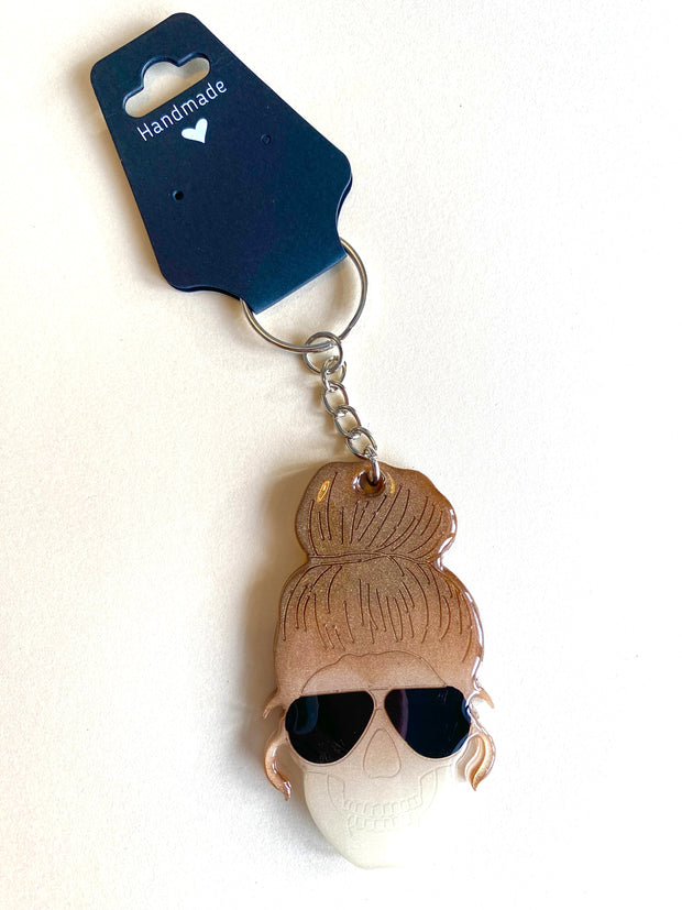 Handmade Resin Girl Skull Keychain