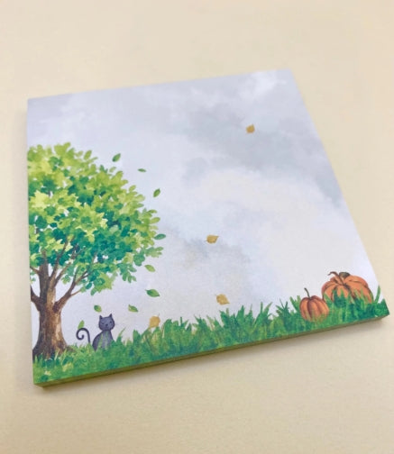 Autumn Cat & Pumpkin Sticky Notes