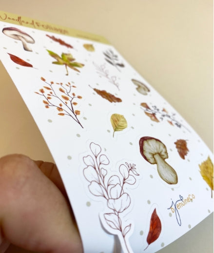 Woodland Foliage Sticker Sheet, Botanical & Mushroom Stickers