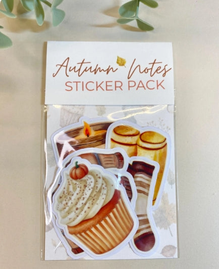 Fall Sticker Pack, 5 Stickers Vinyl Waterproof Die-cut Sticker, Water bottle, Laptop or Journal Decal
